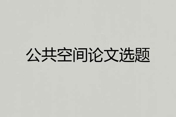公共空间论文选题