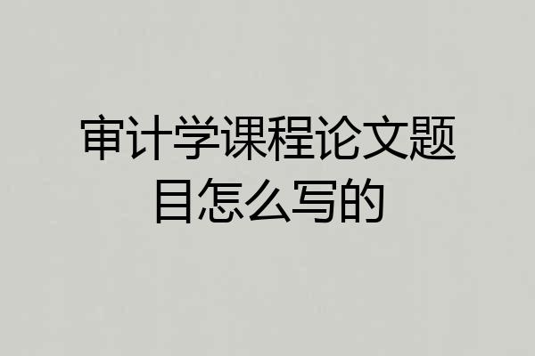 审计学课程论文题目怎么写的