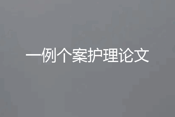 一例个案护理论文