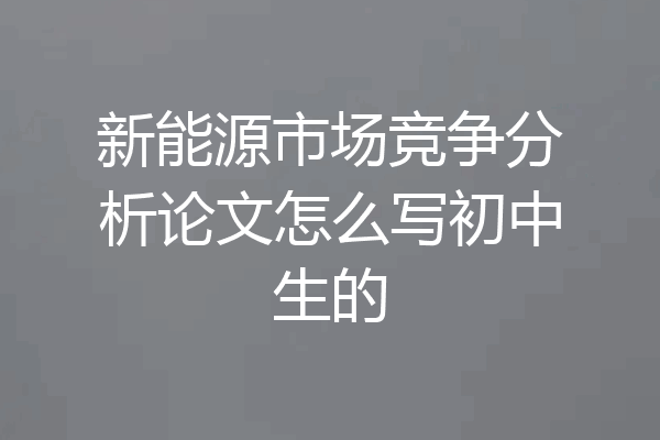 新能源市场竞争分析论文怎么写初中生的