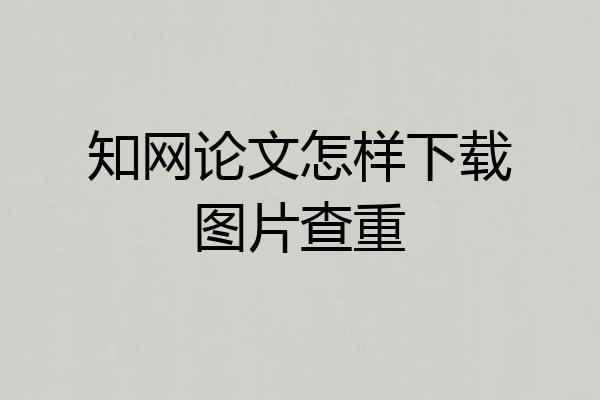 知网论文怎样下载图片查重