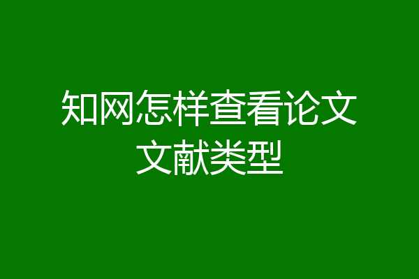 知网怎样查看论文文献类型