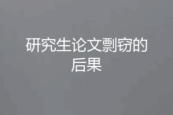 研究生论文剽窃的后果