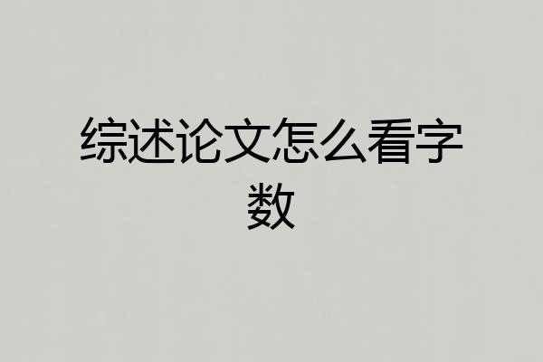 综述论文怎么看字数