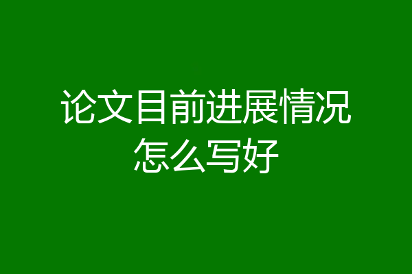 论文目前进展情况怎么写好