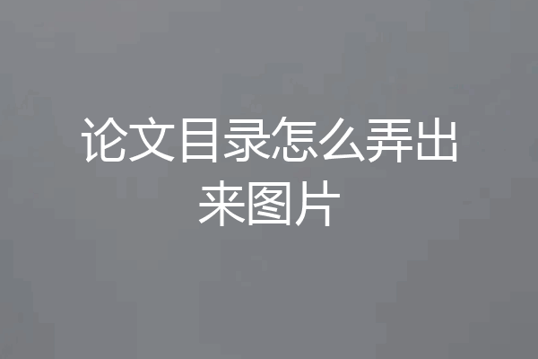 论文目录怎么弄出来图片
