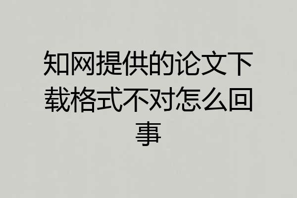 知网提供的论文下载格式不对怎么回事