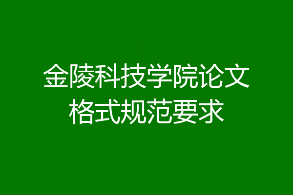 金陵科技学院论文格式规范要求