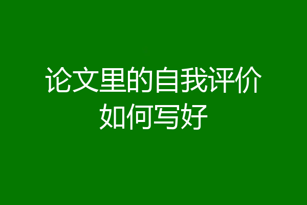 论文里的自我评价如何写好