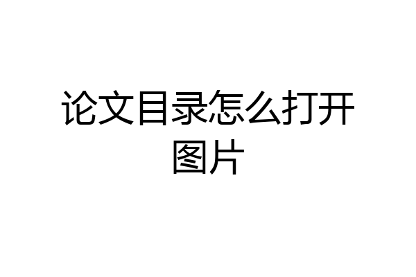 论文目录怎么打开图片