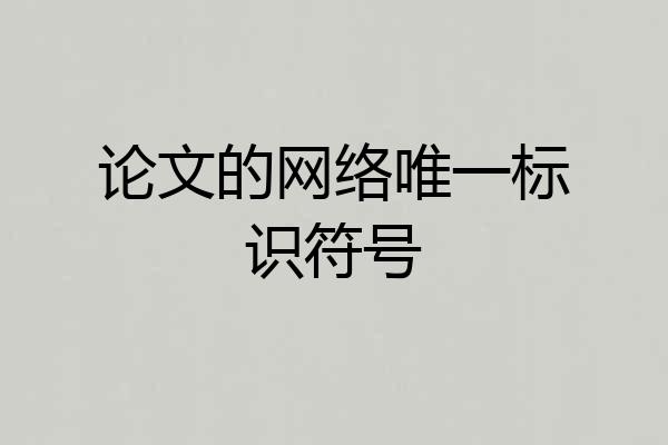论文的网络唯一标识符号