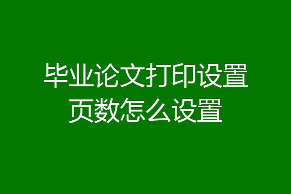 毕业论文打印设置页数怎么设置