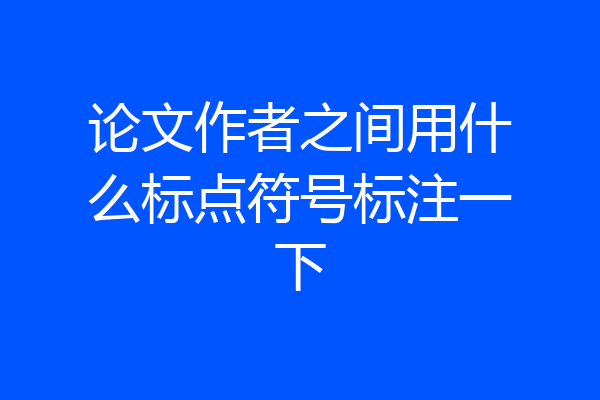 论文作者之间用什么标点符号标注一下