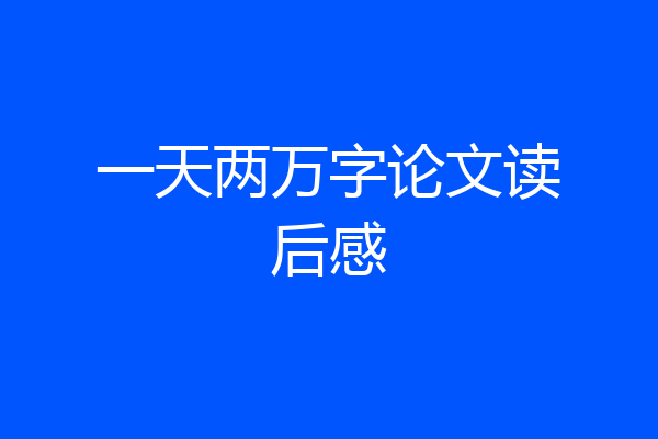 一天两万字论文读后感