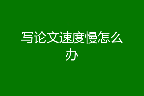写论文速度慢怎么办