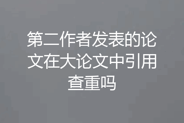 第二作者发表的论文在大论文中引用查重吗