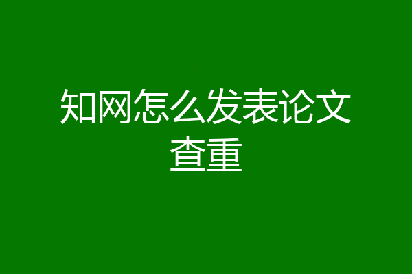 知网怎么发表论文查重