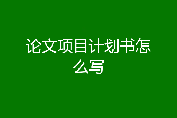 论文项目计划书怎么写
