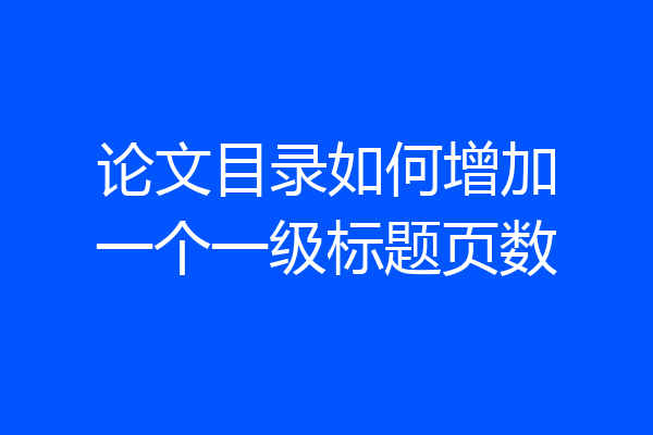 论文目录如何增加一个一级标题页数