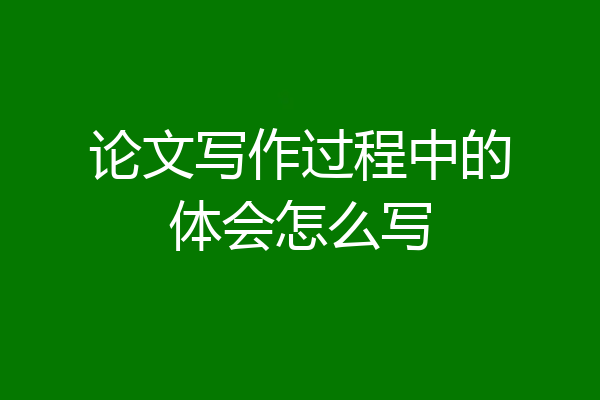 论文写作过程中的体会怎么写