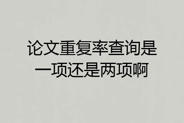 论文重复率查询是一项还是两项啊