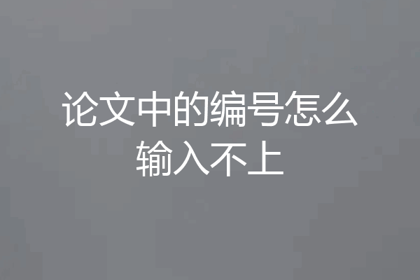 论文中的编号怎么输入不上