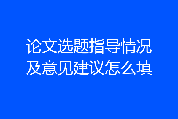 论文选题指导情况及意见建议怎么填