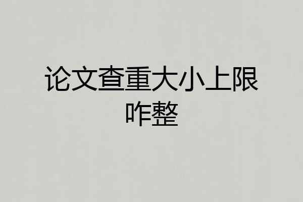论文查重大小上限咋整