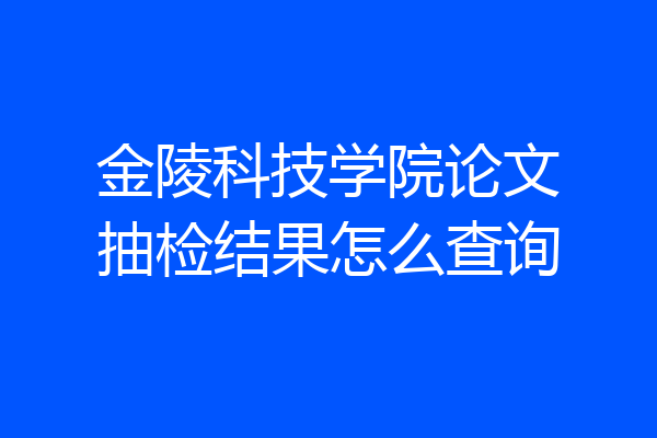 金陵科技学院论文抽检结果怎么查询