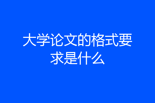 大学论文的格式要求是什么