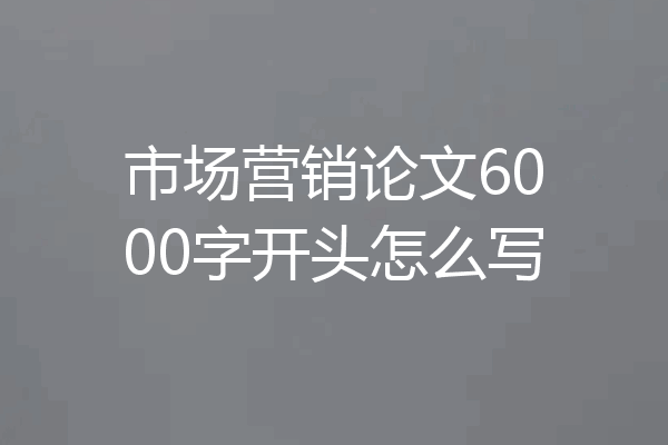 市场营销论文6000字开头怎么写