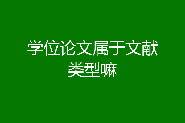 学位论文属于文献类型嘛