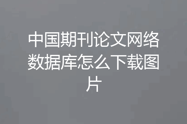中国期刊论文网络数据库怎么下载图片