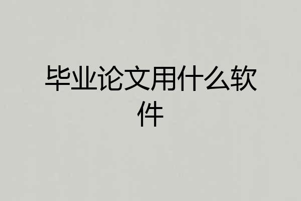 毕业论文用什么软件