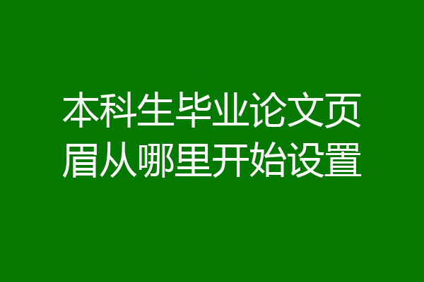 本科生毕业论文页眉从哪里开始设置