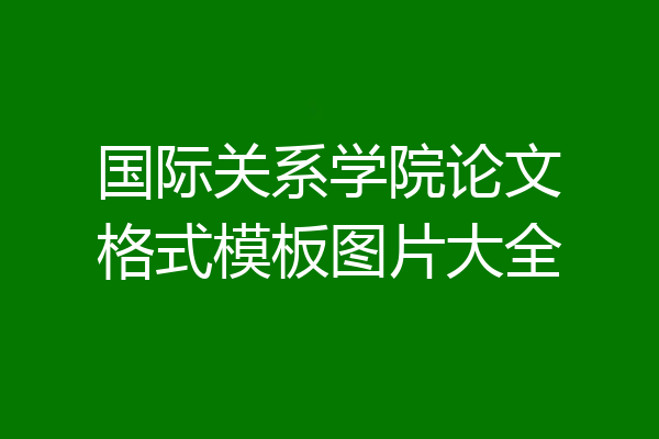 国际关系学院论文格式模板图片大全