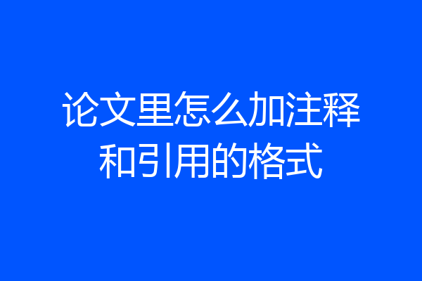 论文里怎么加注释和引用的格式