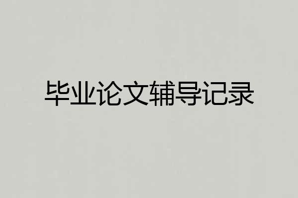 毕业论文辅导记录