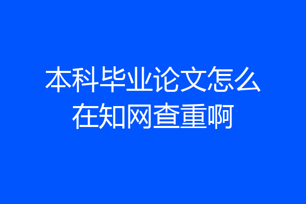 本科毕业论文怎么在知网查重啊
