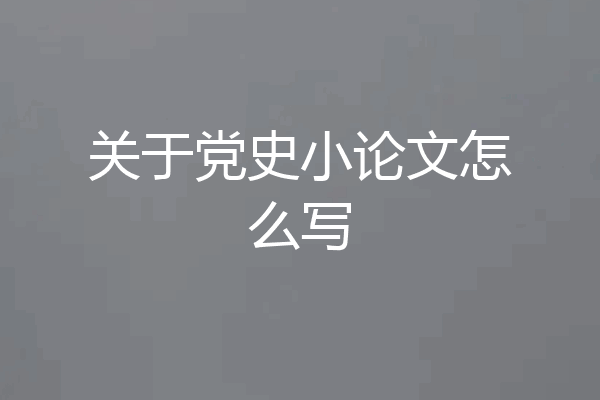 关于党史小论文怎么写