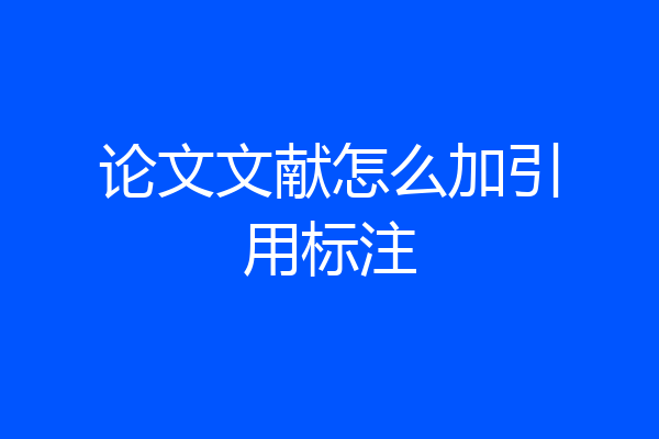 论文文献怎么加引用标注