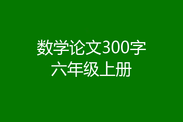 数学论文300字六年级上册
