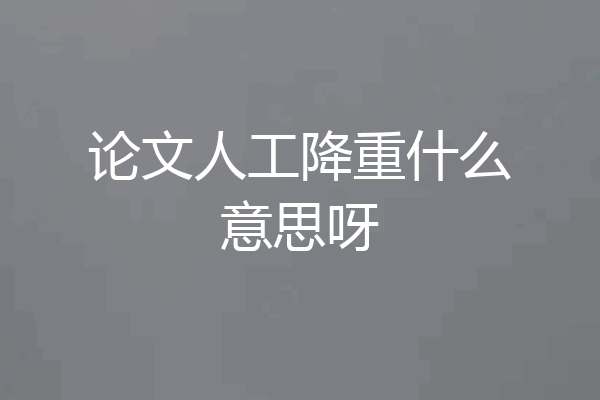论文人工降重什么意思呀
