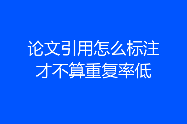 论文引用怎么标注才不算重复率低