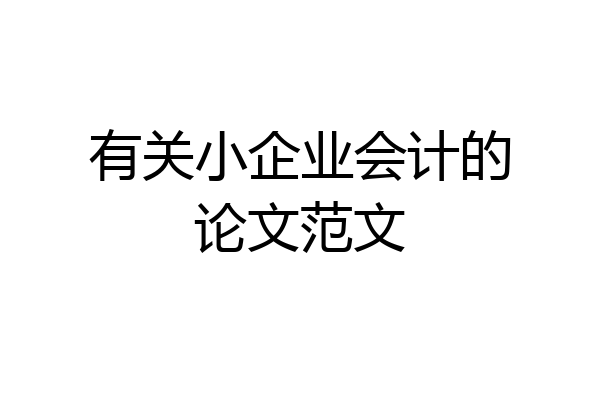 有关小企业会计的论文范文
