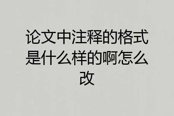 论文中注释的格式是什么样的啊怎么改