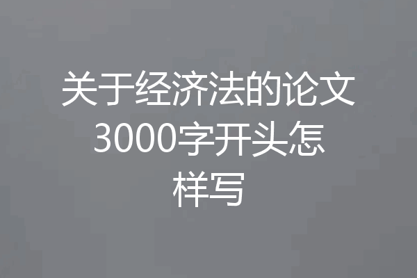 关于经济法的论文3000字开头怎样写