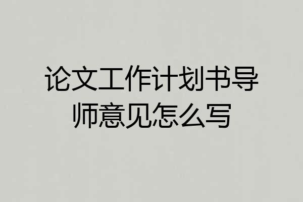 论文工作计划书导师意见怎么写