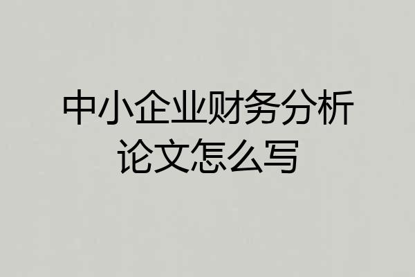 中小企业财务分析论文怎么写