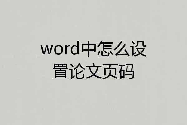 word中怎么设置论文页码